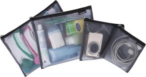 Set of 4 Mesh Pouches, Gray, 9.5 x 12.75 x 0.5